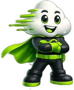 Mascote Zerodown de braços cruzados